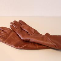 Guanti lunghi in vera pelle color caramello