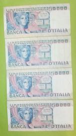 4 Banconote da 50.000 lire Volto di donna
