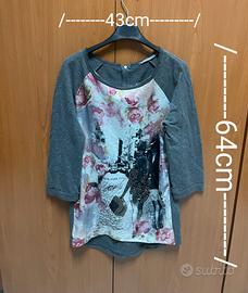 Maglia grigia Gaudi taglia XS con stampa floreale 