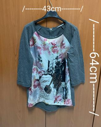 Maglia grigia Gaudi taglia XS con stampa floreale 