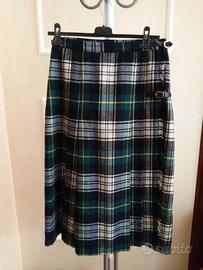 Gonna scozzese verde a portafoglio, IN PURA LANA