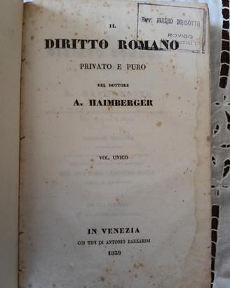Antico Libro di Diritto del 1839