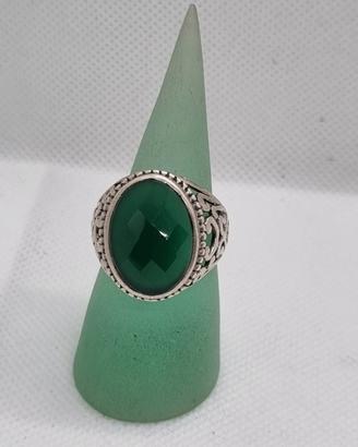 anello argento con pietra verde