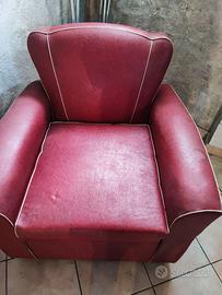 Poltrona Letto Vintage Anni '50/'60 in Skai Rosso