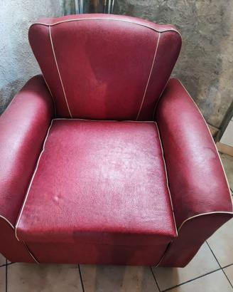 Poltrona Letto Vintage Anni '50/'60 in Skai Rosso