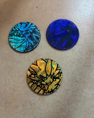 3 medaglie pokemon oro,celeste e viola