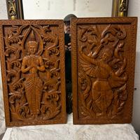 quadri in teak intagliati vintage Thailandia Siam