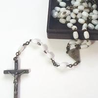 Antico Rosario Vergine Lourdes con grani bianchi