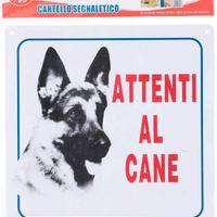 CARTELLO IN PLASTICA, ATTENTI AL CANE, 20X20 CM