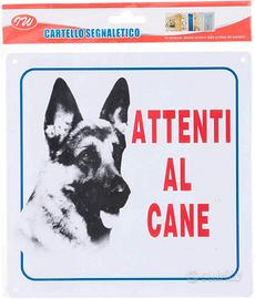 CARTELLO IN PLASTICA, ATTENTI AL CANE, 20X20 CM