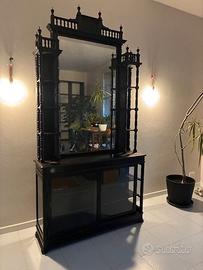 credenza vetrinetta con alzata color nero