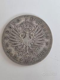 2 lire Aquila Sabauda del 1905