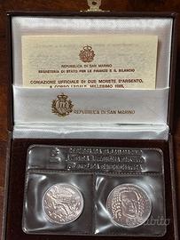 Dittico in argento FDC del 1985 da San Marino