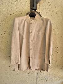 Giacca uomo misto lino colletto coreana