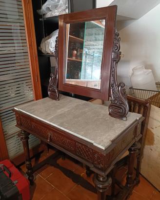 toilette antica marmo con specchiera fine 800
