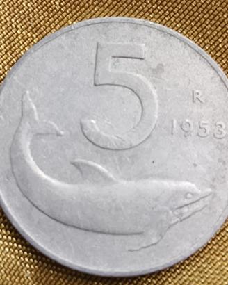 Moneta 5Lire anno 1953