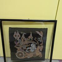 Quadro Etnico su Seta – Scena Mitologica Orientale