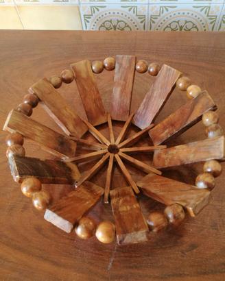 Cestini vintage in rafia e legno