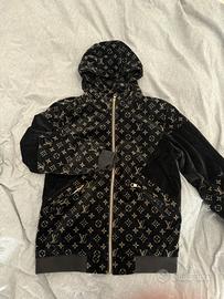 felpa con zip monogram - effetto velluto/chenille