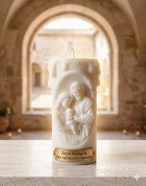 candela fatta con cera di soia sacra famiglia 