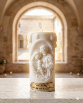 candela fatta con cera di soia sacra famiglia 