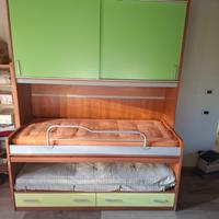 Letto castello con scrivania estraibile e armadio