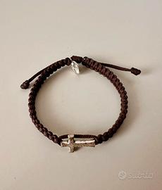 Braccialetto con croce e santino regolabile