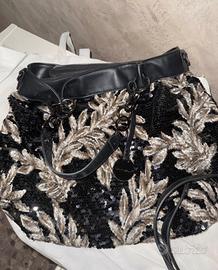 Borsa Alex Max nera con dettagli in vera pelle
