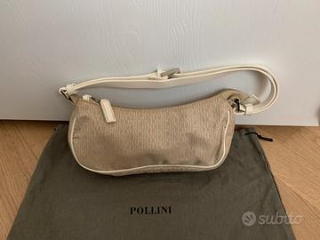 Borsa Pollini con logo beige/bianca