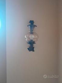 2 appliques in ferro battuto con cappello in vetro