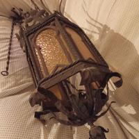 Lampadario lanterna in ferro battuto antica