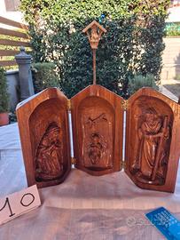 Natività Trittico pieghevole in altorilievo