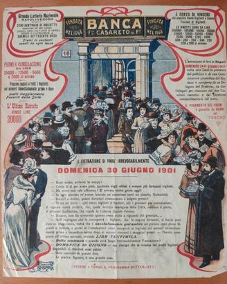 Locandina pubblicitaria Lotteria del 1901
