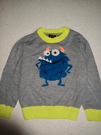 OVS Maglione Mostro Blu Neon - Taglia 5-6 Anni
