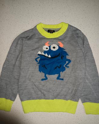OVS Maglione Mostro Blu Neon - Taglia 5-6 Anni