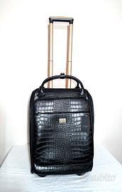 Trolley Cabina Via Roma Nero Effetto Coccodrillo