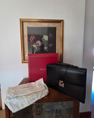 Borsa porta documenti in pelle Cartier Vintage