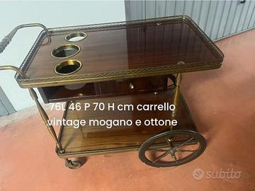 Carrello vintage legno ottone