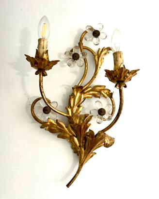 Applique metallo dorato con decorazioni floreali