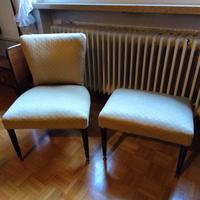 Puff e seggiolina modernariato legno e tessuto