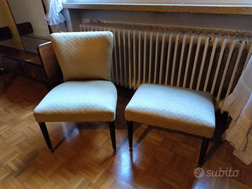 Puff e seggiolina modernariato legno e tessuto