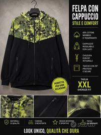 Felpa con Cappuccio XXL Nero/Verde – Sportiva
