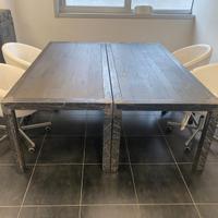 tavoli in stile industriale con piano in legno