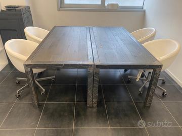 tavoli in stile industriale con piano in legno