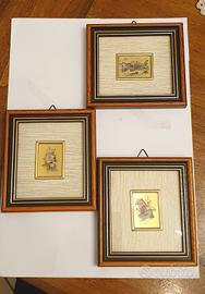 TRE quadretti Legno con CROMOLITOGRAFIA