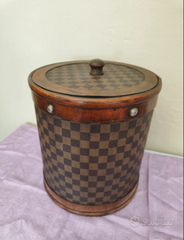 Portaoggetti vintage in legno – Motivo Damier