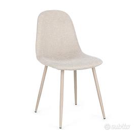 Set4 sedie beige e gambe in acciaio beige
