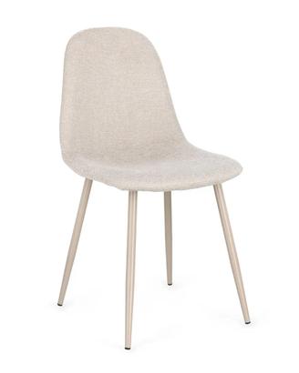 Set4 sedie beige e gambe in acciaio beige