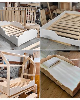 Lettino Montessori bambini vari modelli in legno 