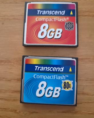 2 X COMPACT FLASH CF CARD TRANSCEND 8 GB